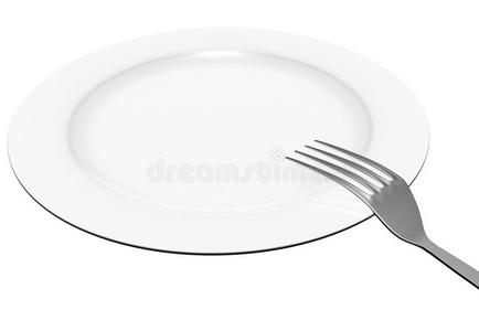 叉子放在盘子上
