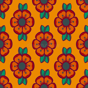 橙色花朵的时尚图案