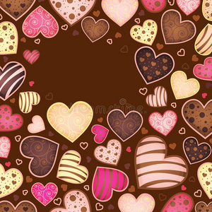 巧克力背景的文字与心脏