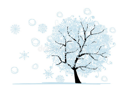 冬天的树为你设计。圣诞节。