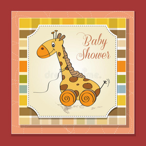 可爱长颈鹿宝宝沐浴卡图片