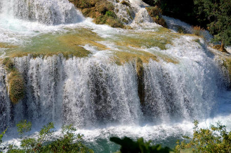 克尔卡 颜色 风景 美丽的 森林 公园 瀑布 自然