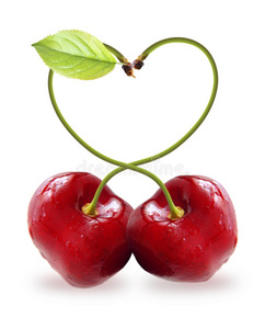 有利可图的红色心形符号樱桃照片