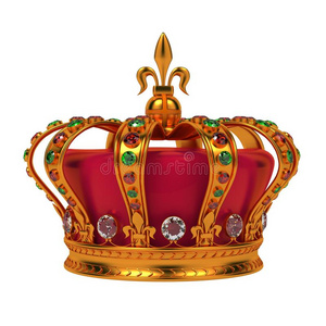 金色的皇家皇冠隔离在白色上。