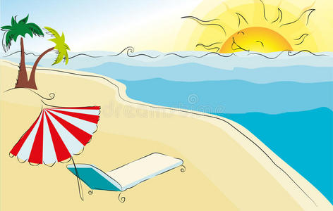 夏季主题海滩插画