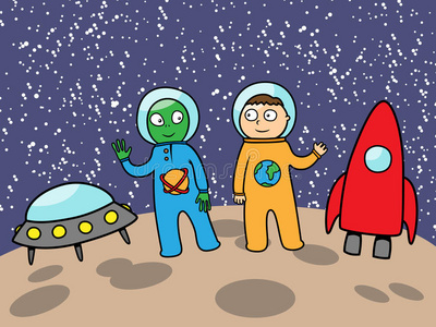 月球上的外星人和宇航员照片