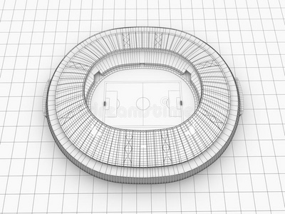 运动场。线框视图中的三维图解