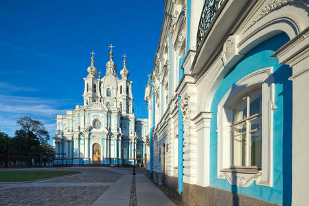 斯莫尔尼大教堂。俄罗斯圣彼得堡