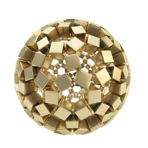 抽象的金色立方体球体图片
