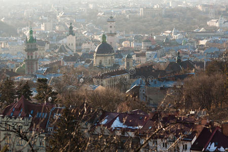 晴朗的雾霾中的lviv