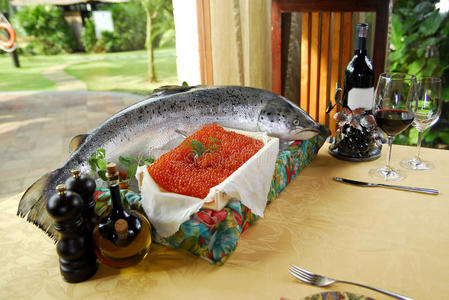 西方的胡萝卜鲑鱼照片