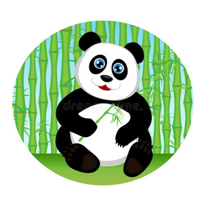 可爱的熊猫宝宝吃竹子
