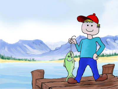 钓鱼的男孩