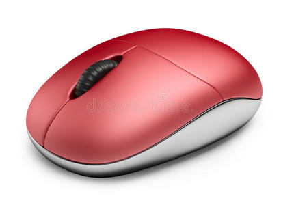 单红色电脑鼠标。三维图标