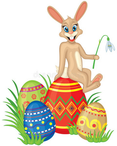 带兔子和复活节彩蛋的卡片