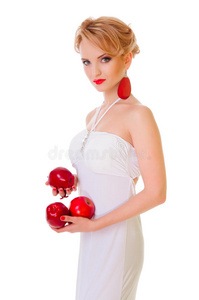 拿着苹果的女人