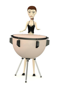 卡通女孩和Timpani