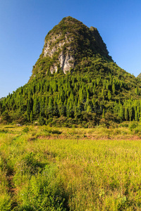 朝阳下的石灰岩岩层