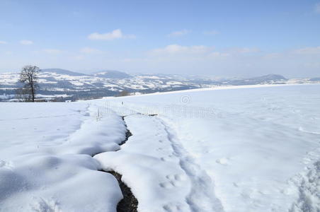 法国萨伏伊克鲁塞勒斯附近的雪景