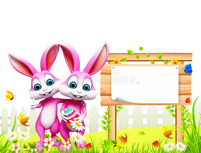 粉色复活节兔子，彩蛋和标志