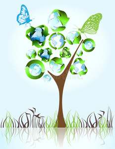 生态生物绿色和循环符号