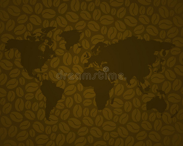 咖啡背景3配棕色世界地图