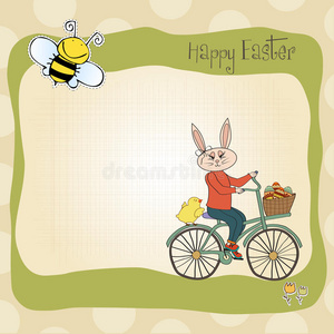 复活节兔子和一篮子复活节彩蛋