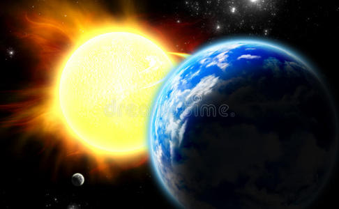 太阳和地球图片