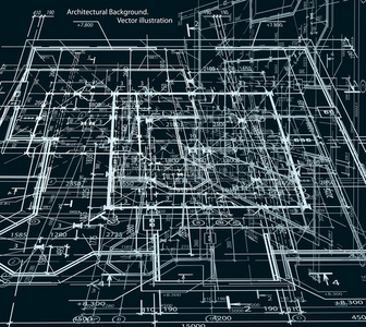 蓝图抽象暗背景。矢量