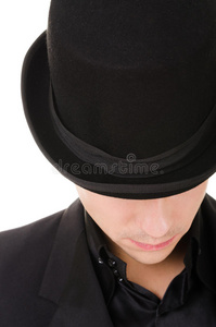 黑色帽子和西装的复古时尚男士图片