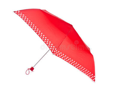带白色圆点的红色雨伞图片