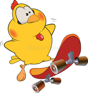 鸡和滑板卡通