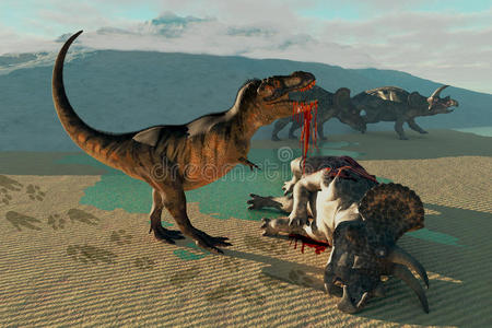 三角龙和霸王龙照片