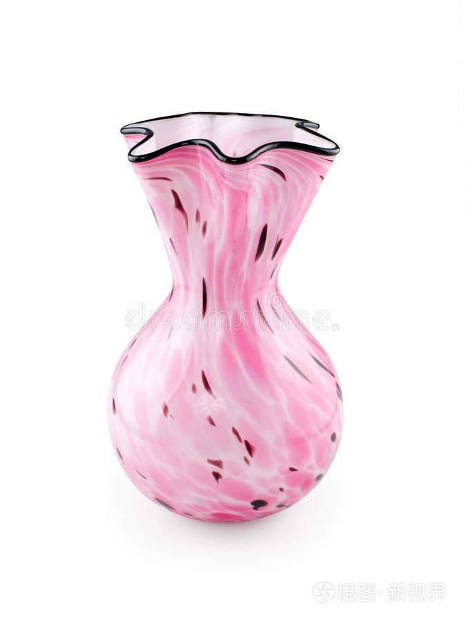 白色背景上的粉红色玻璃花瓶