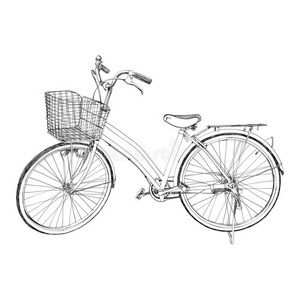 旧自行车素描手绘照片