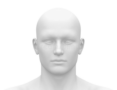 空白白色男性头部-前视图照片