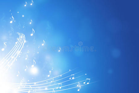 蓝色音乐音乐笔记蓝色背景照片