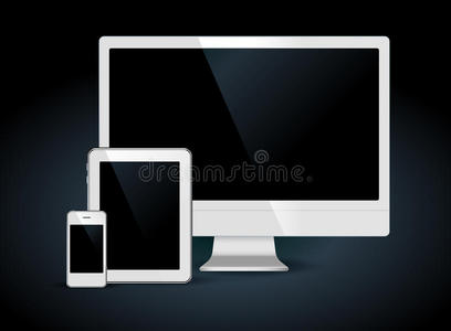 白色套装手机平板电脑和电脑