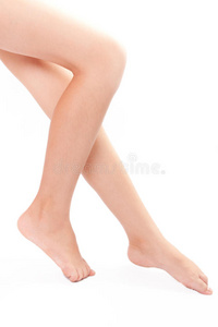 女人的腿被白色隔离