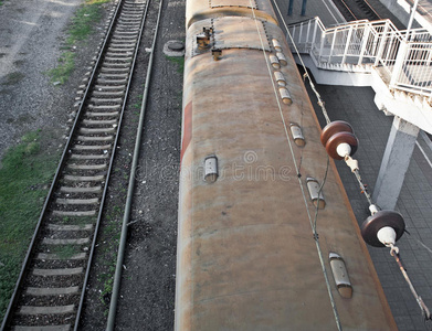 铁路轨道及旅客列车俯视图