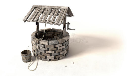 木桶绳子许愿井照片
