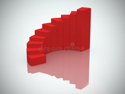红色楼梯三维渲染图
