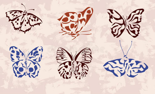 蝴蝶。图标。纹身。