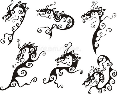 鱼鳞/纹鱼或蛇王纹龙纹背景水泥混凝土风格精致的龙纹简单的龙纹纹身