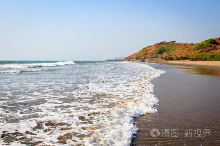 海洋海岸。印度洋美丽的海岸