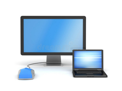 显示器笔记本电脑和电脑鼠标