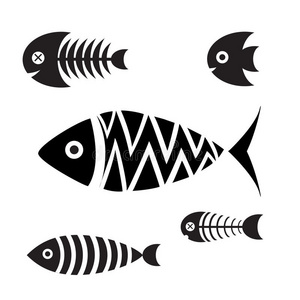 一组鱼的图标