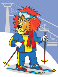狮子是滑雪者