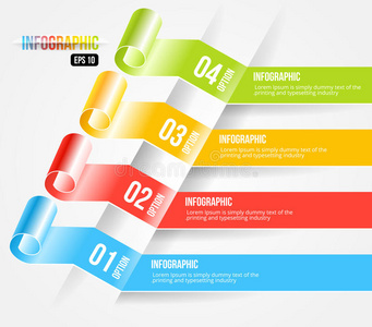 现代折纸风格的信息图形和选项横幅