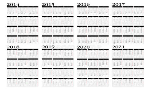 2014年至2021年日历照片